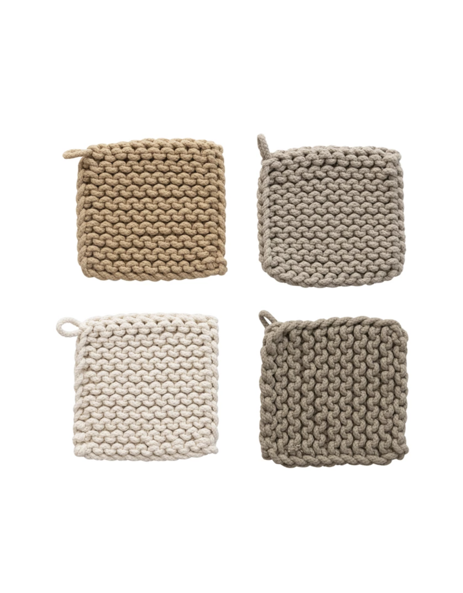 Cotton Crocheted Pot Holder, 4 Colors