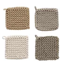 Cotton Crocheted Pot Holder, 4 Colors