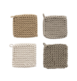 Cotton Crocheted Pot Holder, 4 Colors