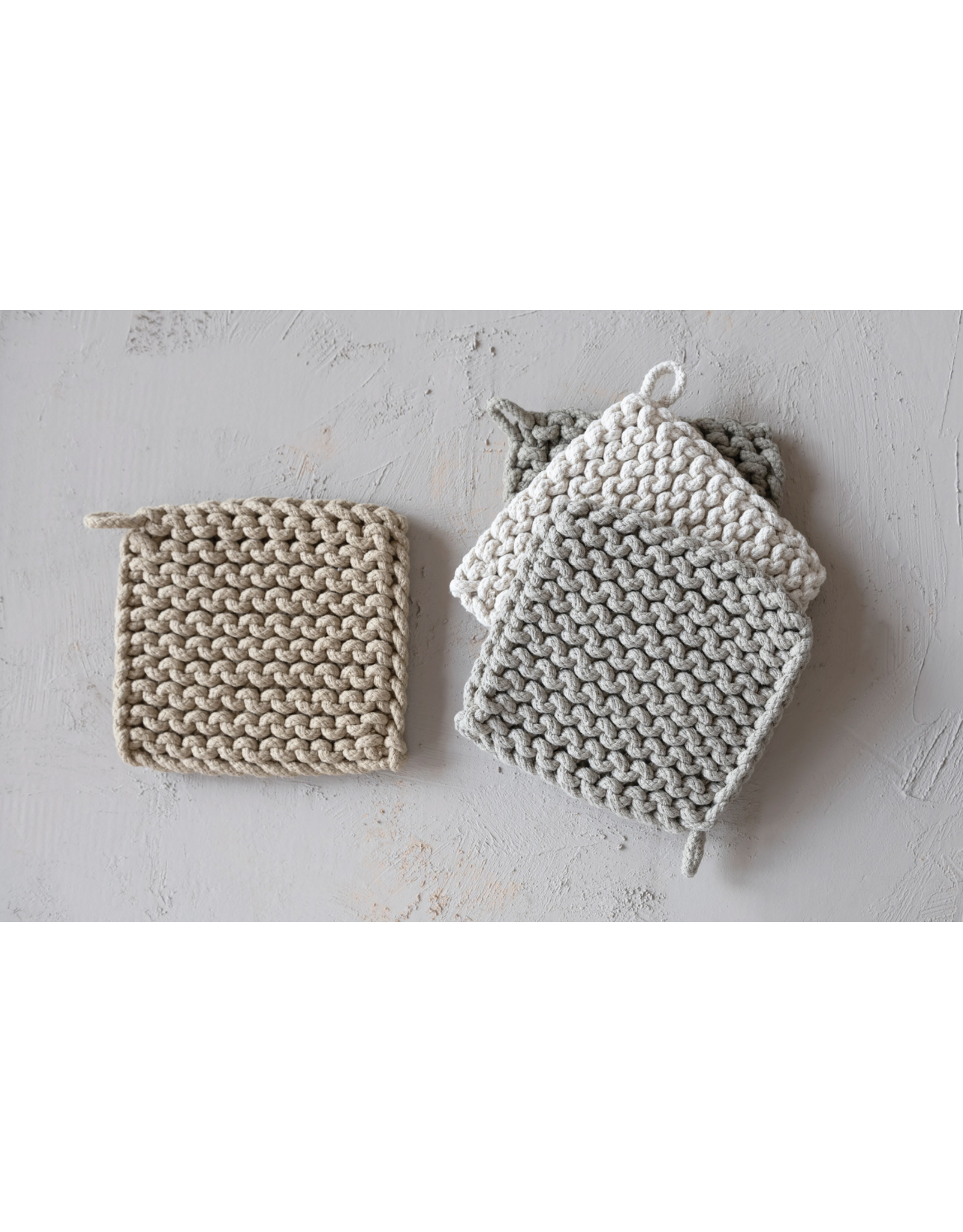 Cotton Crocheted Pot Holder, 4 Colors
