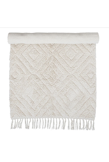 Cotton Tufted Rug with Diamond Pattern and Fringe