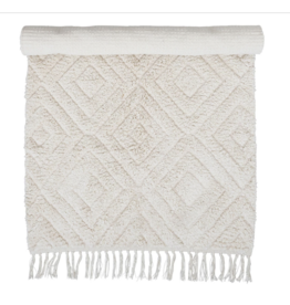 Cotton Tufted Rug with Diamond Pattern and Fringe
