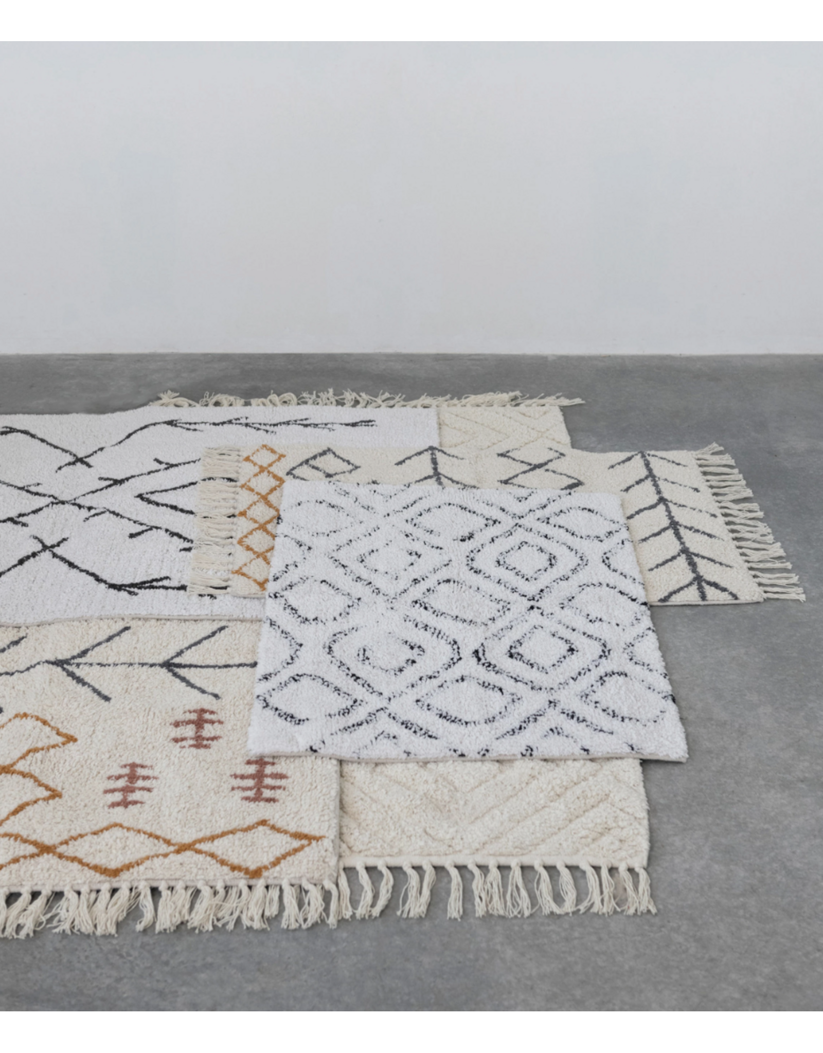 Cotton Tufted Bath Mat with Diamond Pattern