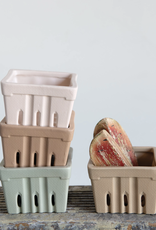 Textured Stoneware Berry Basket, 4 Colors