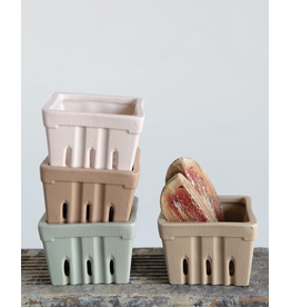 Textured Stoneware Berry Basket, 4 Colors