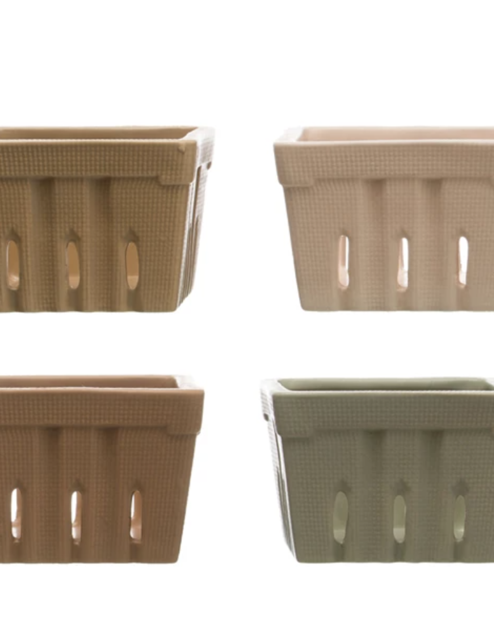 Textured Stoneware Berry Basket, 4 Colors