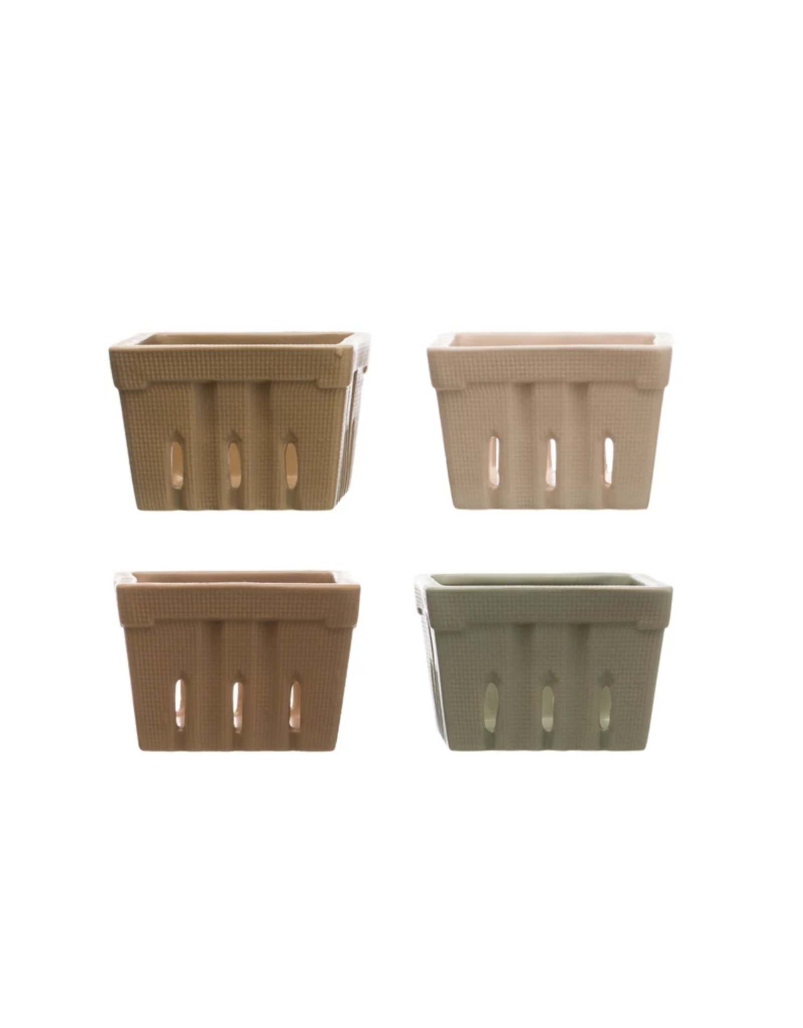 Textured Stoneware Berry Basket, 4 Colors