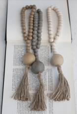 Wood Beads w/ Jute Rope Tassel, 3 Colors