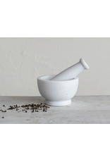 Marble Mortar & Pestle, White, Set of 2