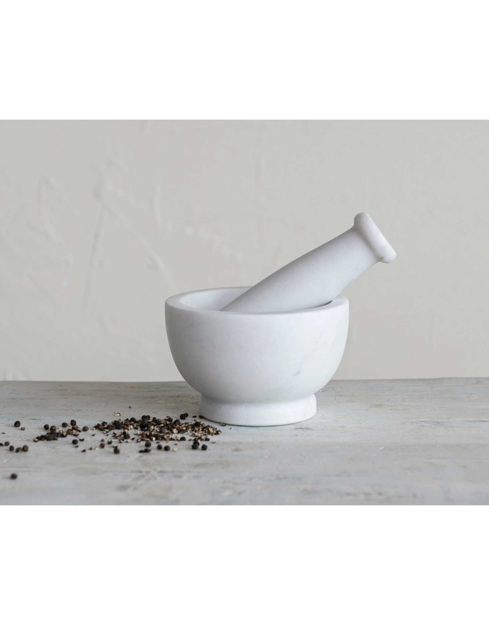Marble Mortar & Pestle, White, Set of 2