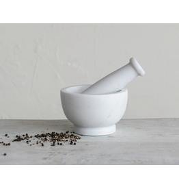 Marble Mortar & Pestle, White, Set of 2