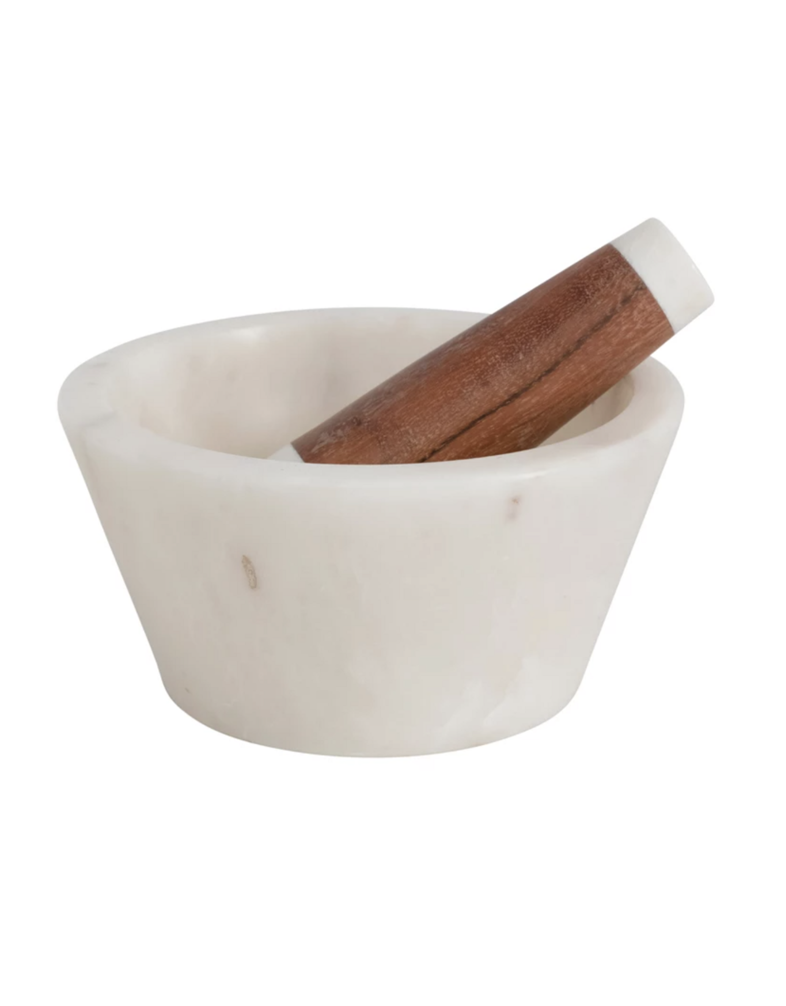 Marble and Acacia Wood Mortar and Pestle, Set of 2
