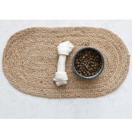 Braided Jute Oval Pet Dish Mat, Natural