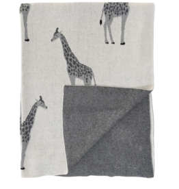 Cotton Knit Baby Blanket w/ Giraffes