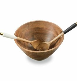 Wood Bowl with Server Set