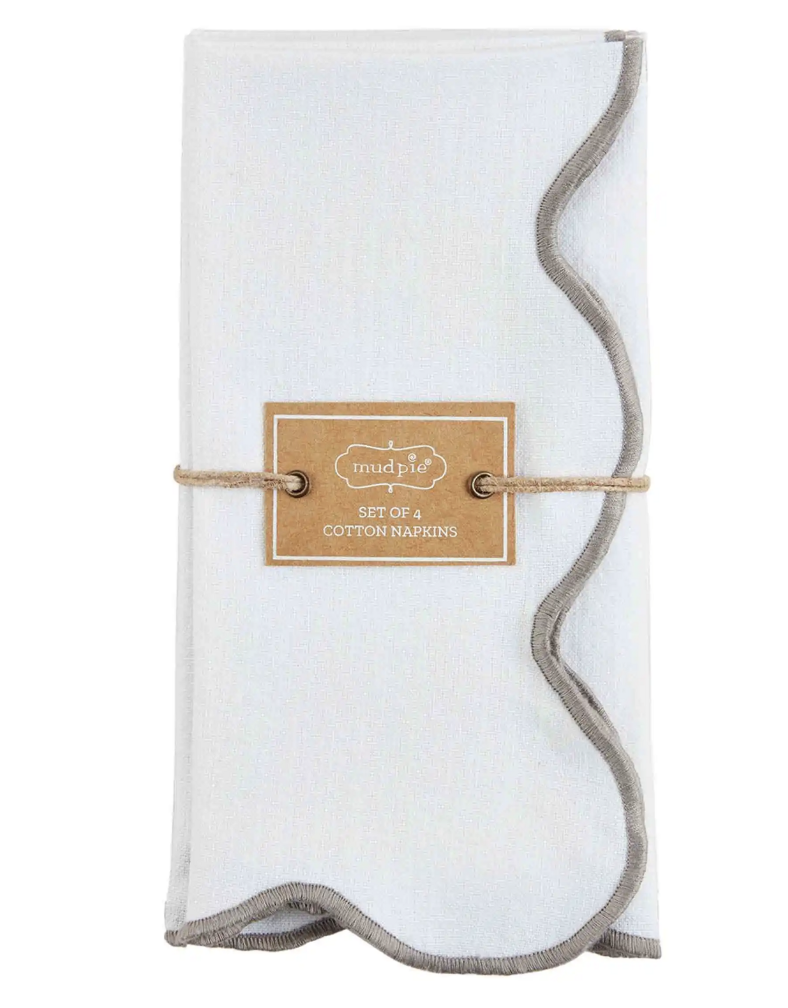Grey Scalloped Napkin, S/4
