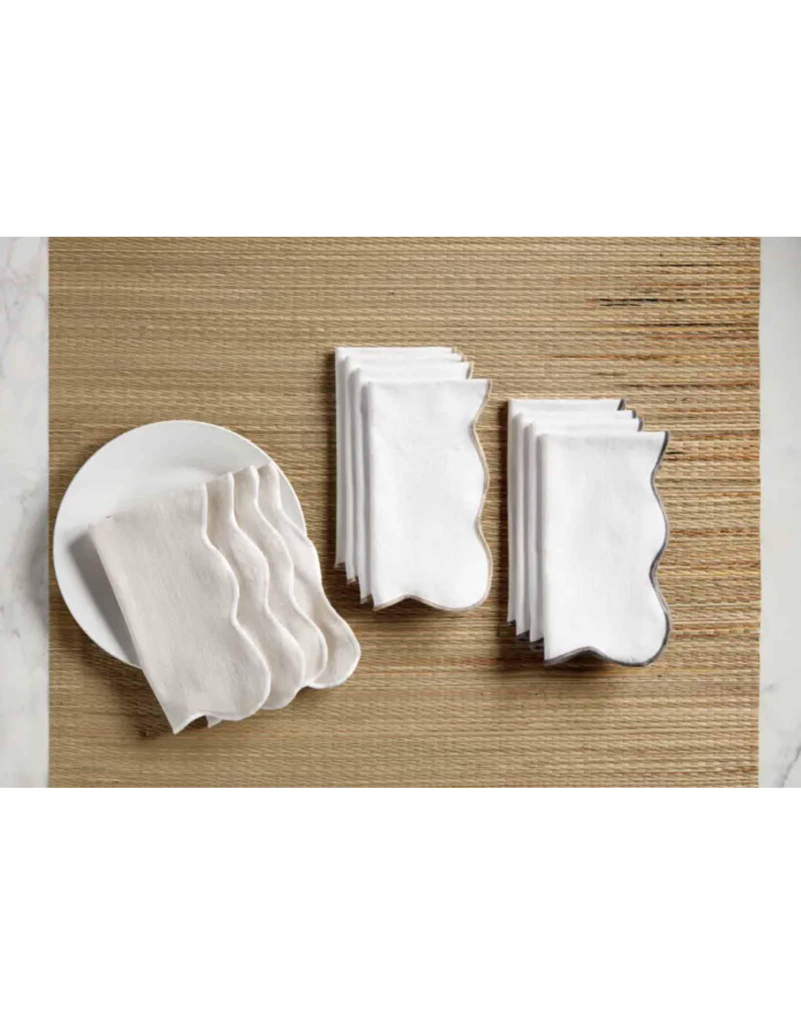Grey Scalloped Napkin, S/4