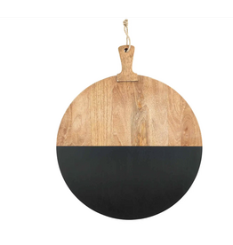 Round Black Wood Serving Board
