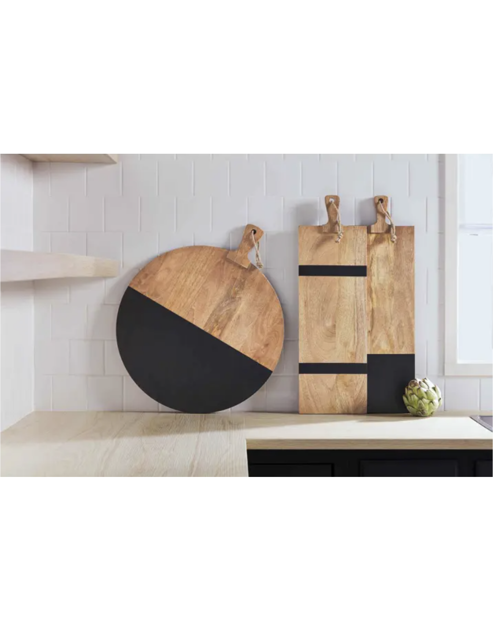 Round Black Wood Serving Board
