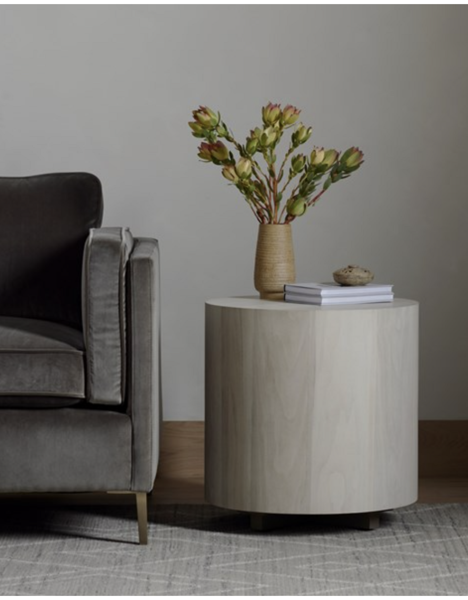 Hudson Round End Table in Ashen Walnut