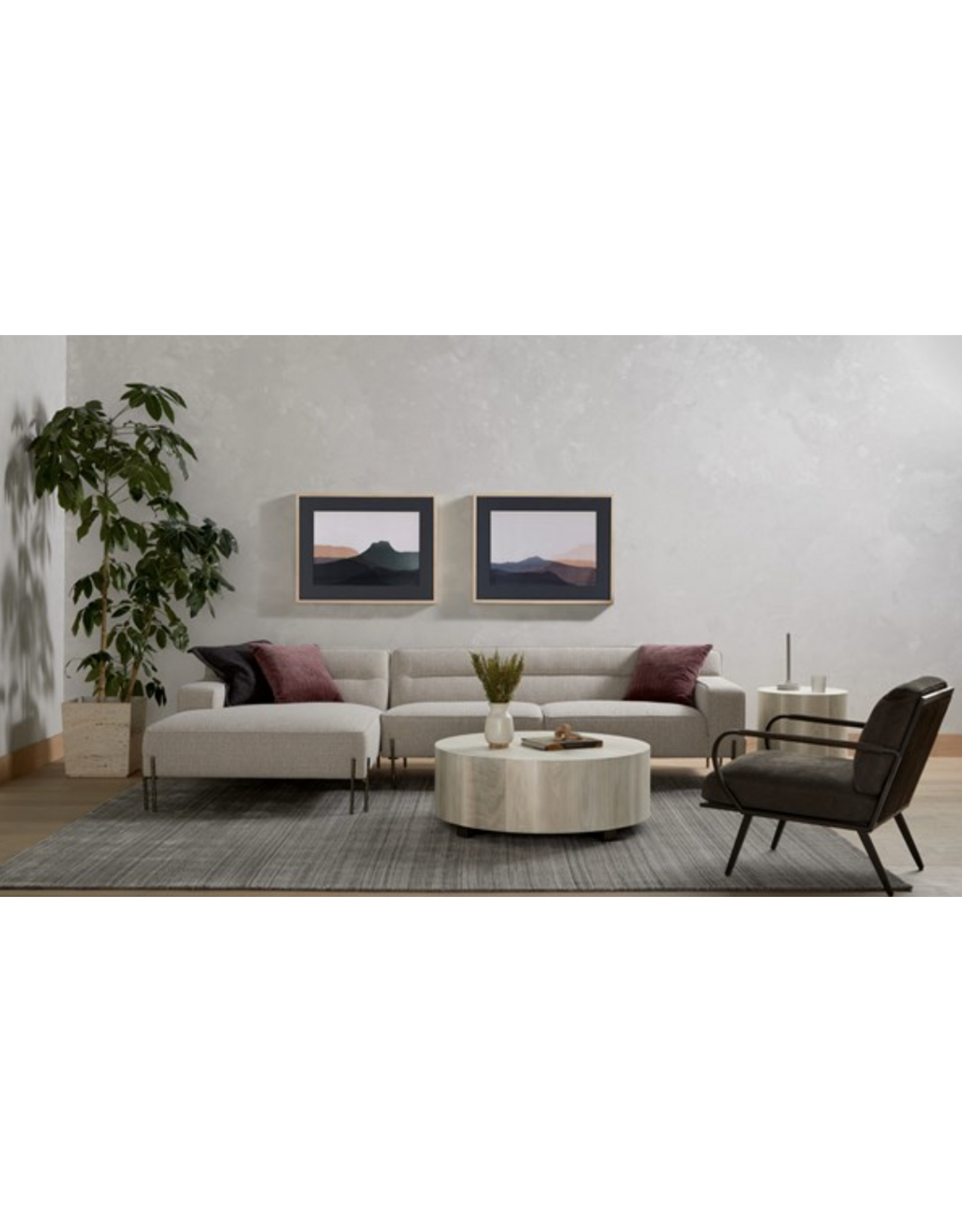 Hudson Round Coffee Table in Ashen Walnut