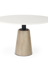 Maxwell Dining Table, White Marble & Natural Wood