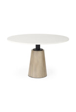 Maxwell Dining Table, White Marble & Natural Wood