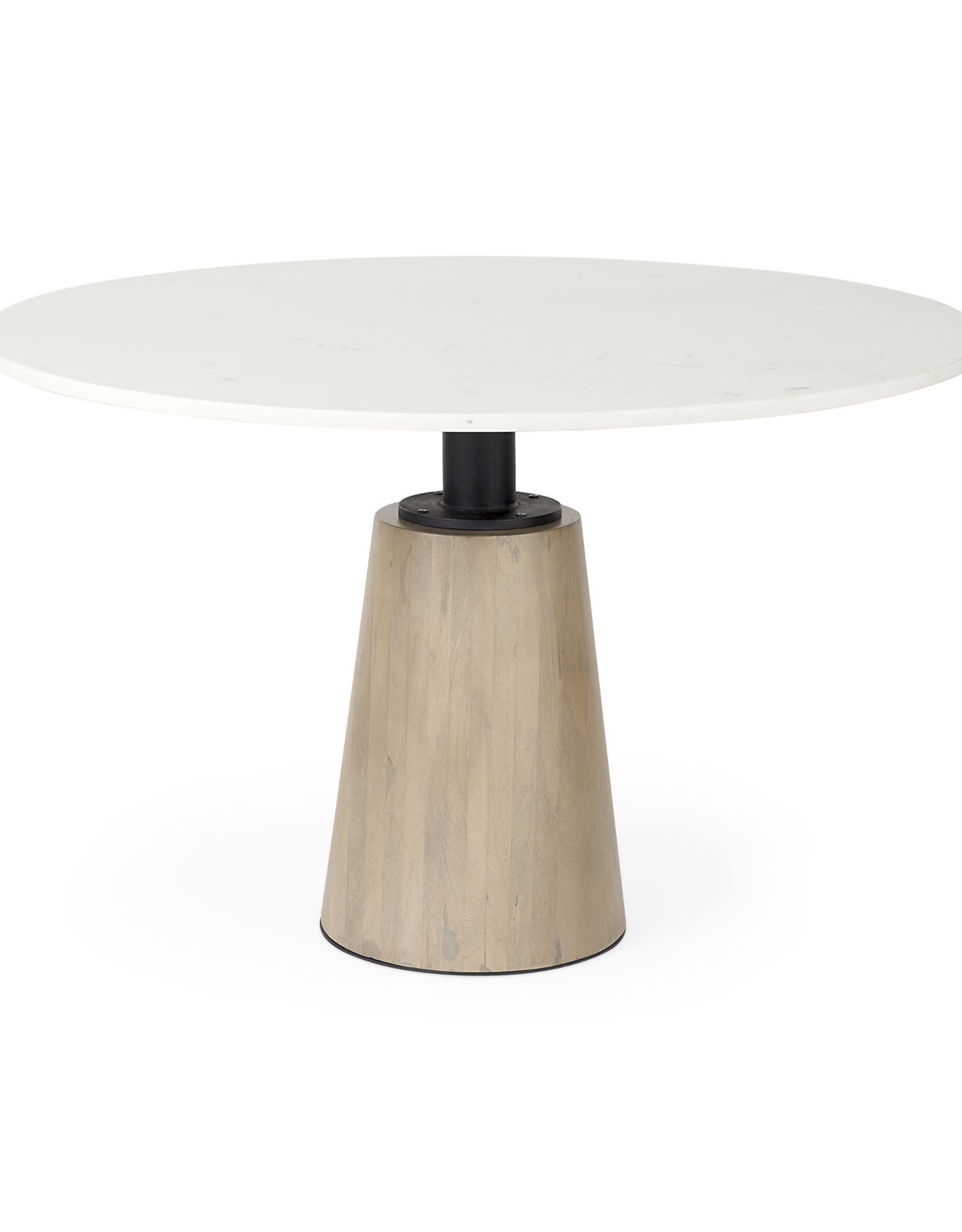 Maxwell Dining Table, White Marble & Natural Wood