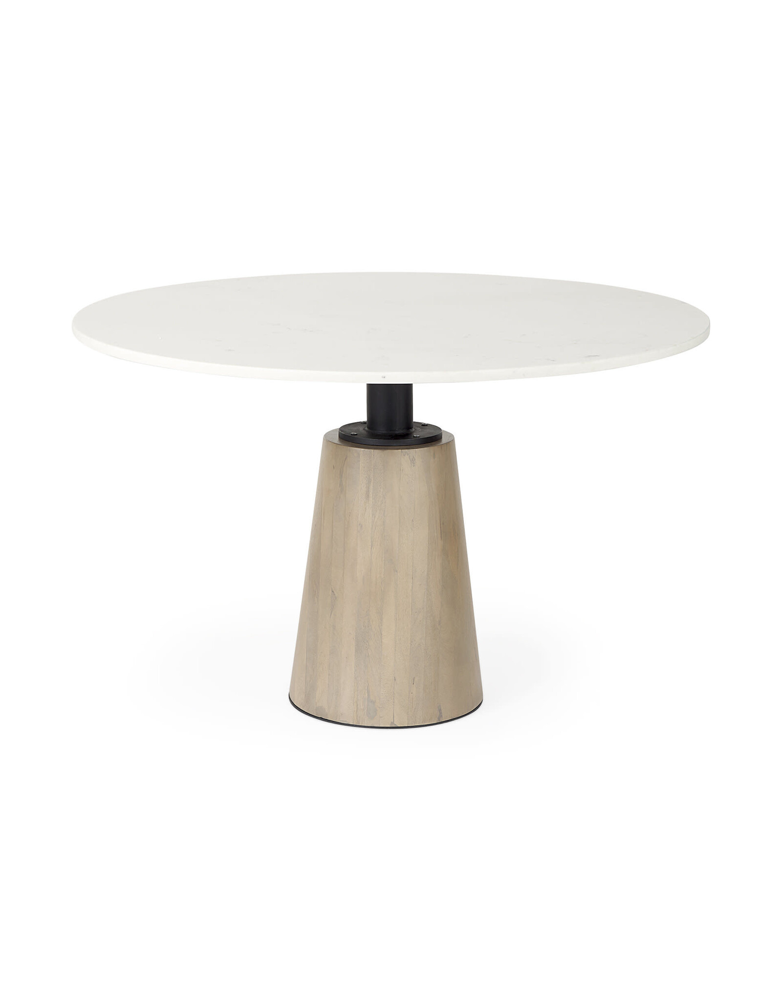Maxwell Dining Table, White Marble & Natural Wood