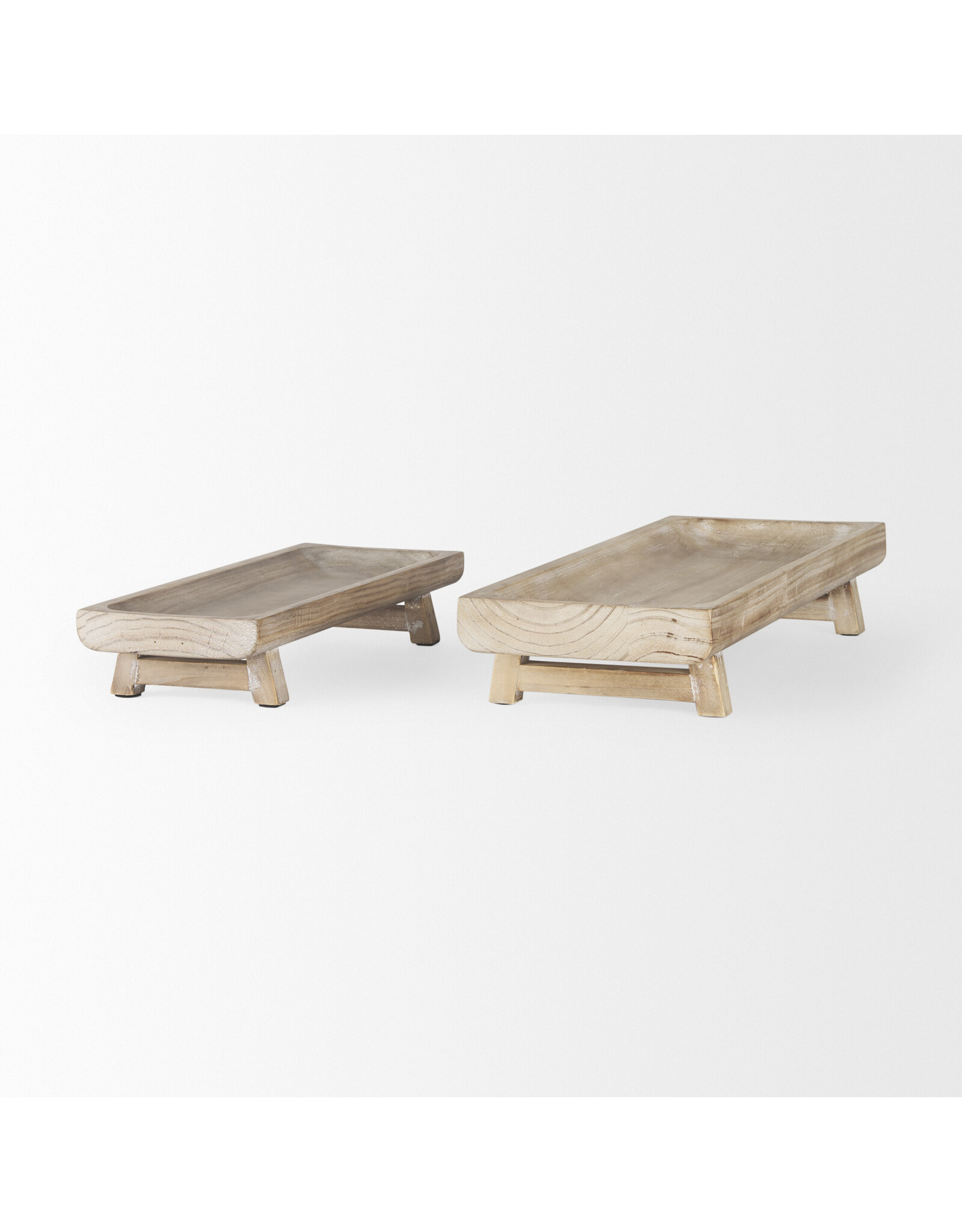 Carver White Washed Wood Tray