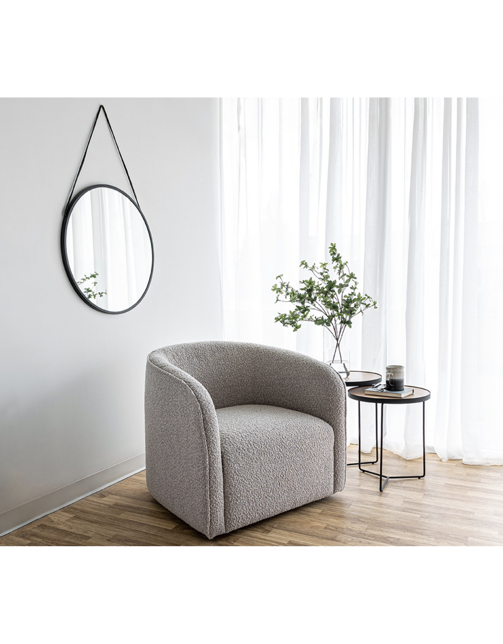 Evita Swivel Greige Boucle