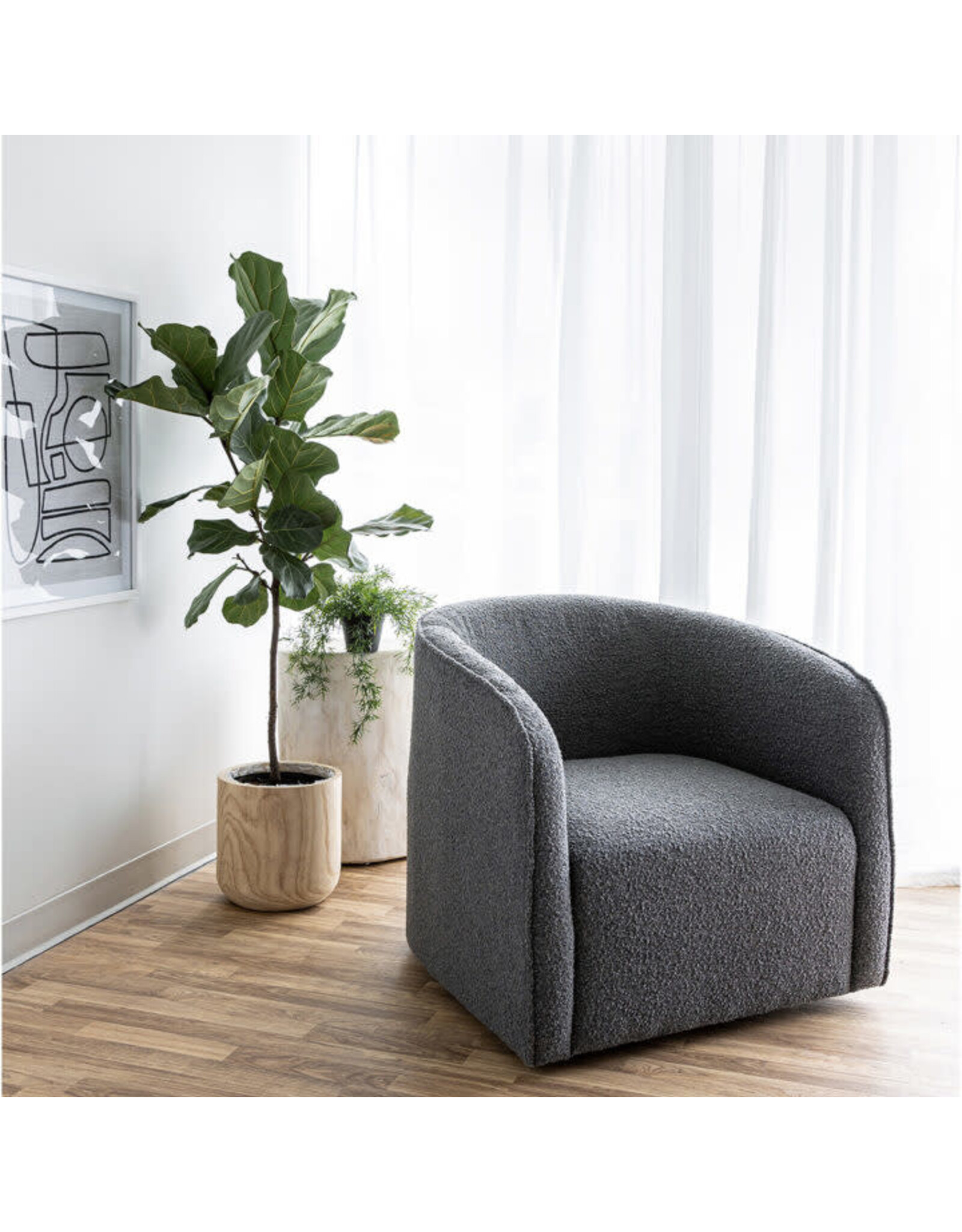 Evita Swivel Chair - Slate Boucle