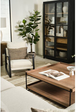 Trey Brown Wood and Black Iron Coffee Table