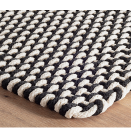 Two-Tone Rope Black/Ivory Handwoven Indoor/Outdoor Rug