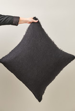 Lina Linen Pillow, Black 24x24