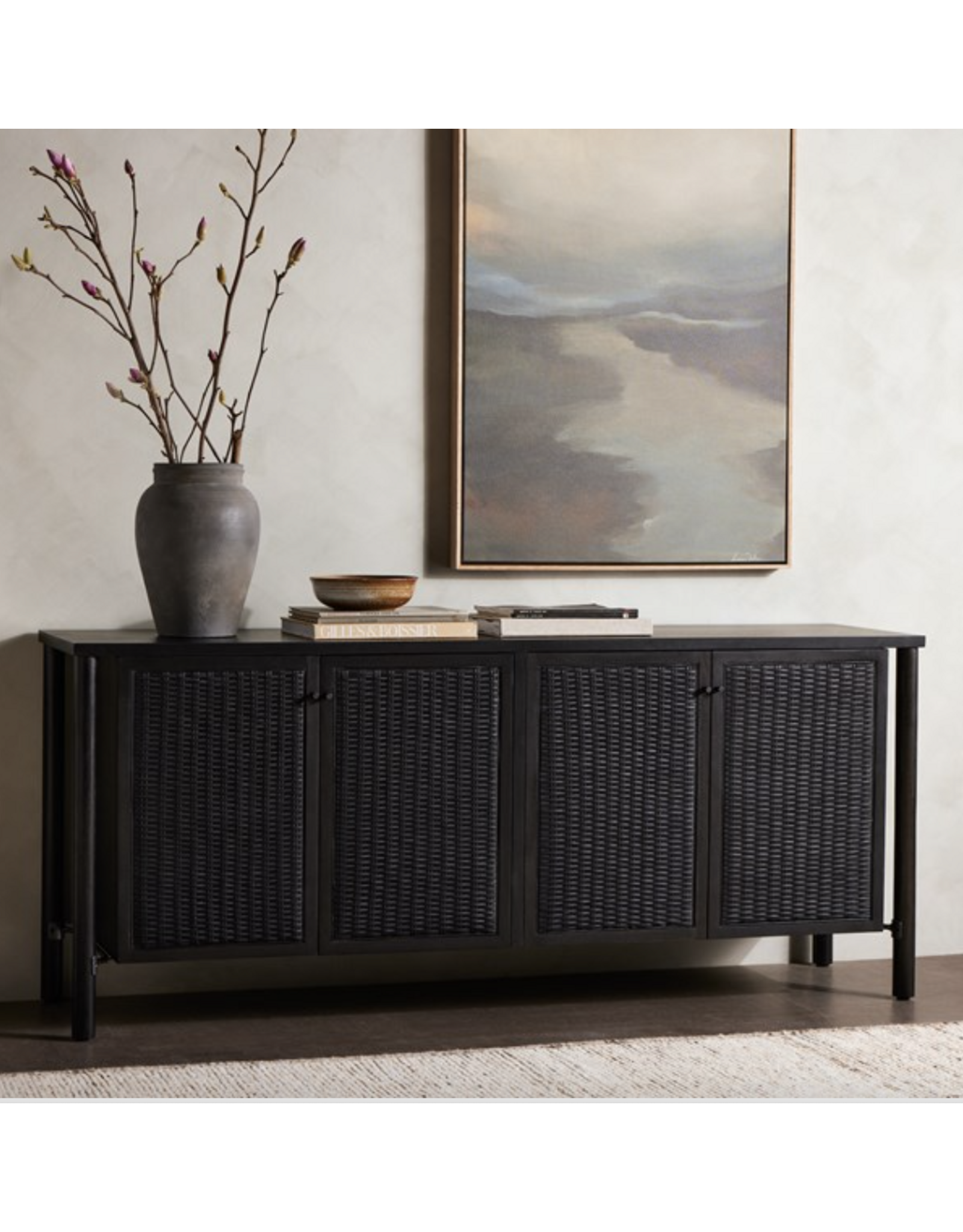 Veta Sideboard  Black Cane