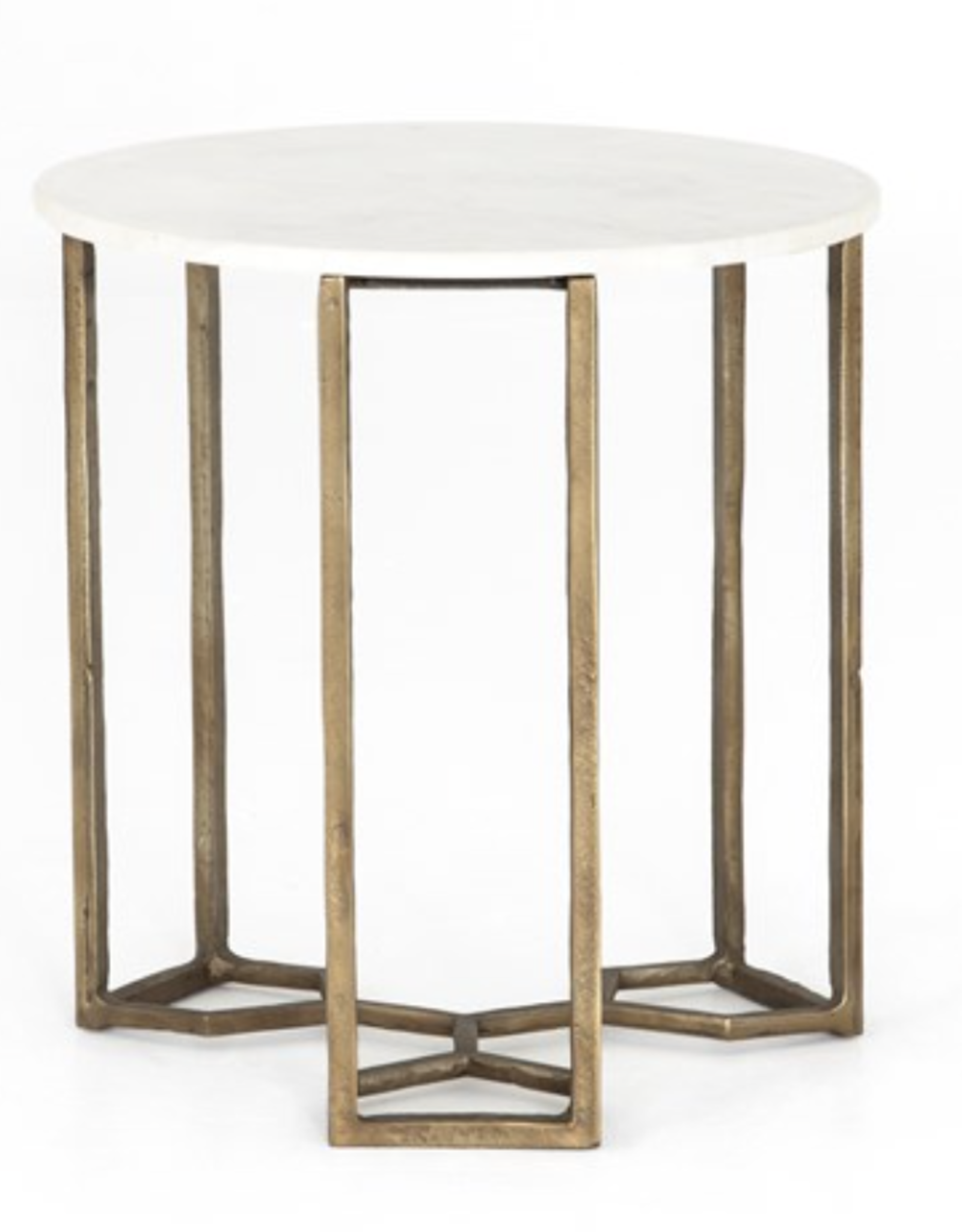Naomi Marble End Table, Raw Brass