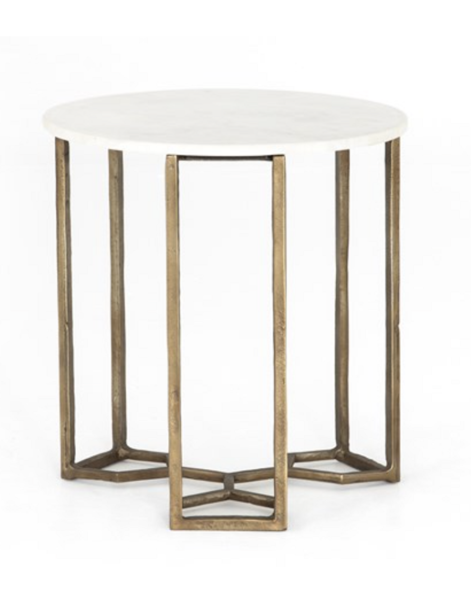 Naomi Marble End Table, Raw Brass