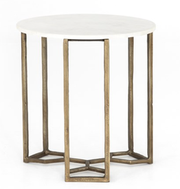 Naomi Marble End Table, Raw Brass