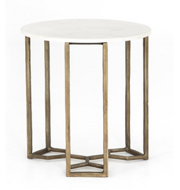 Naomi Marble End Table, Raw Brass