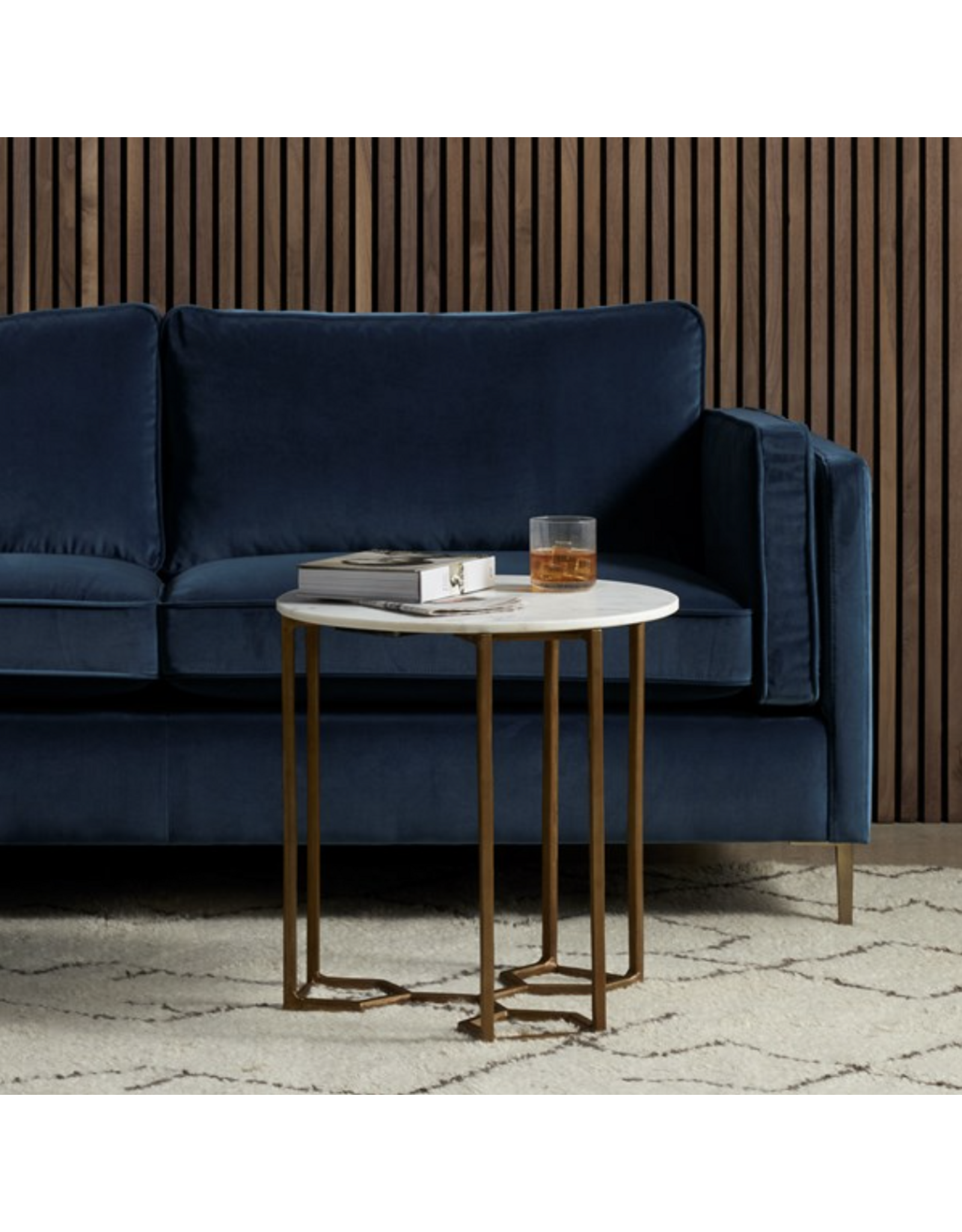 Naomi Marble End Table, Raw Brass