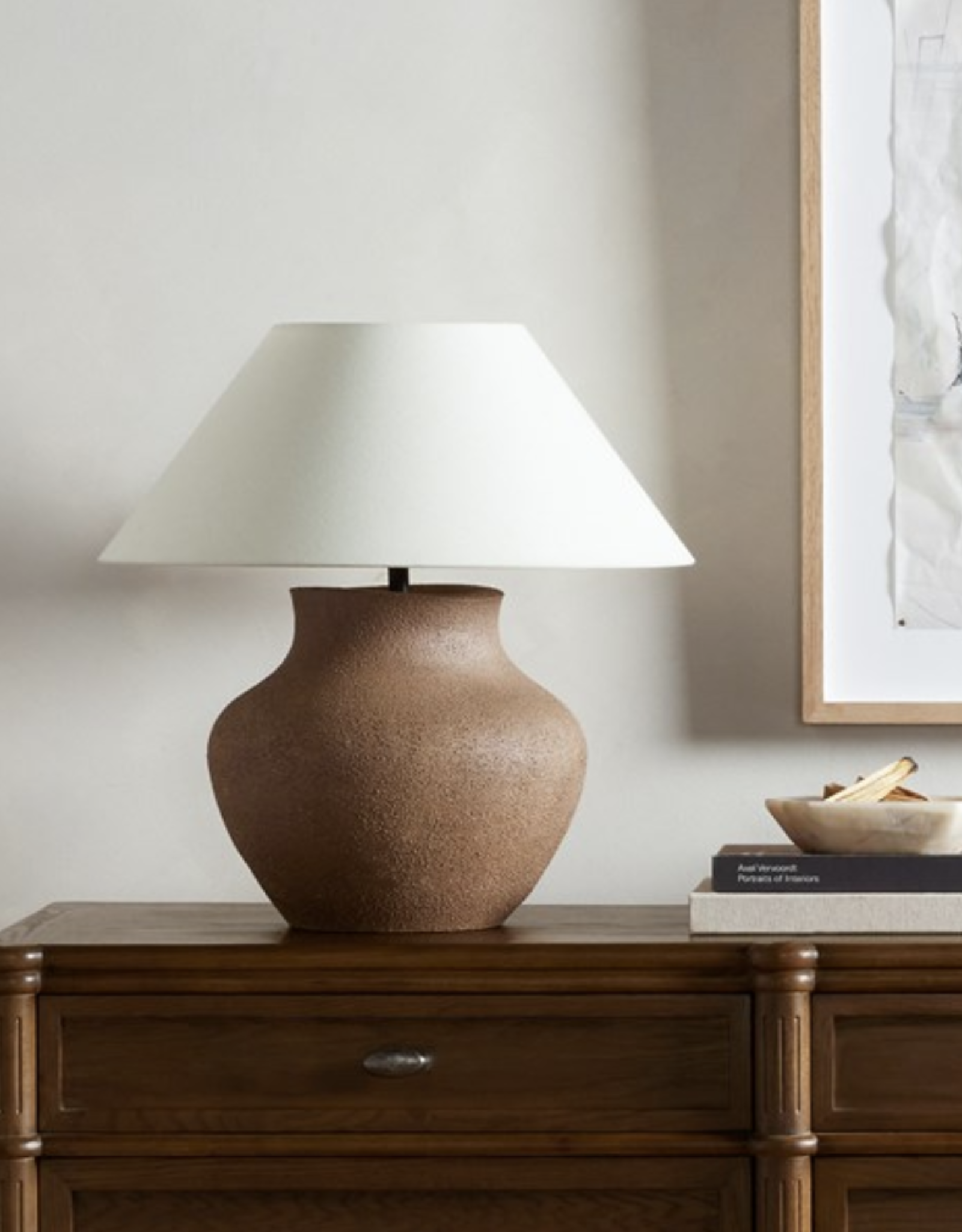 Parma Ceramic Table Lamp, Dark Sand