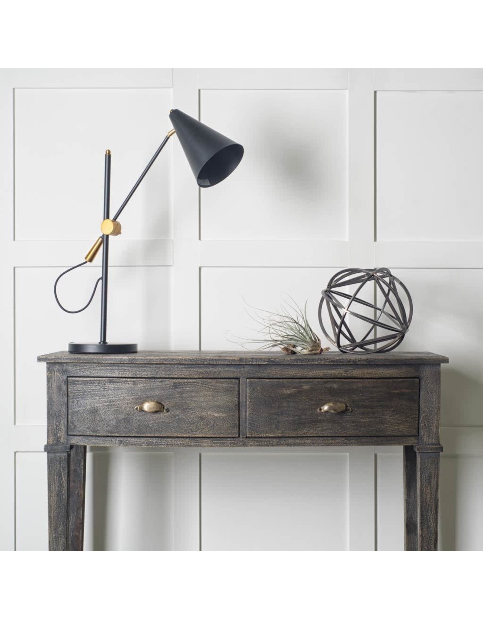 Fragon II(26"H) Black/Gold Metal Adjustable Cone Shade Table Lamp