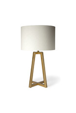 Raelynn (29"H) White-Linen Drum Shade w/ Gold Metal Frame Table Lamp