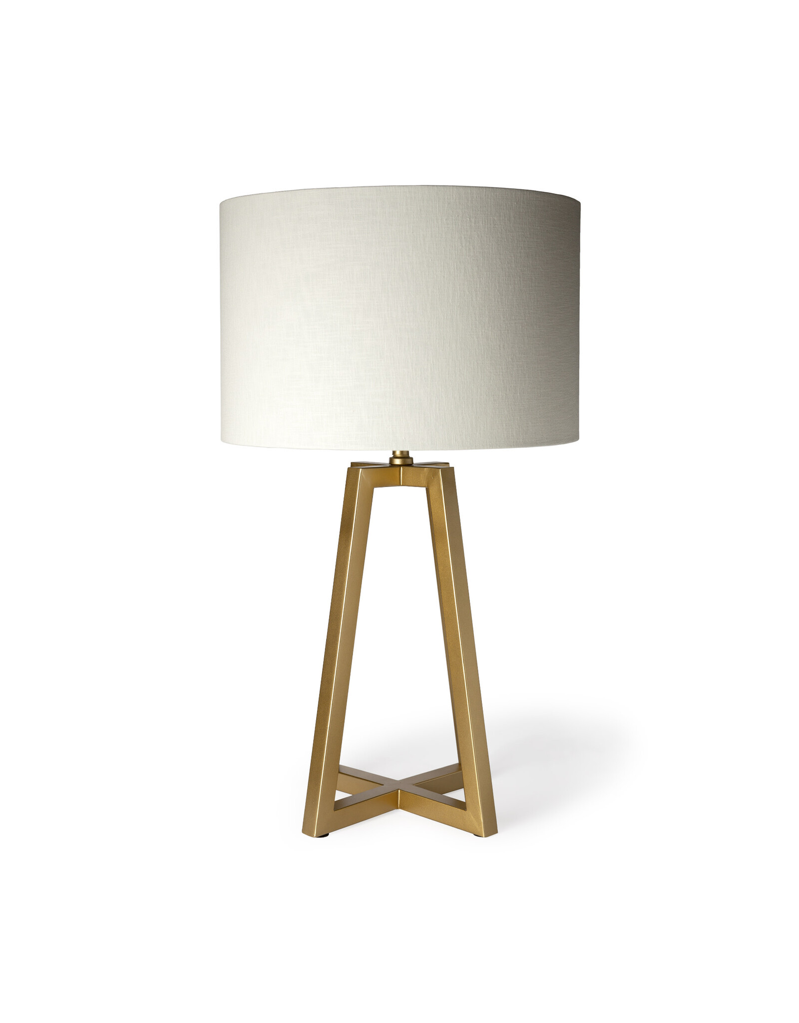Raelynn (29"H) White-Linen Drum Shade w/ Gold Metal Frame Table Lamp