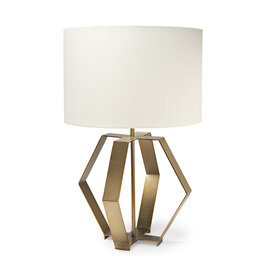 Edwards (26"H) Gold Metal Base w/ Cream Fabric Shade Table Lamp