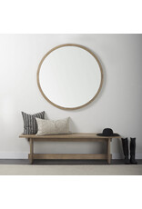 Gambit 46" Round Light Brown Wood Frame Wall Mirror