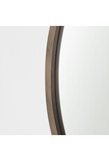 Gambit 46" Round Light Brown Wood Frame Wall Mirror