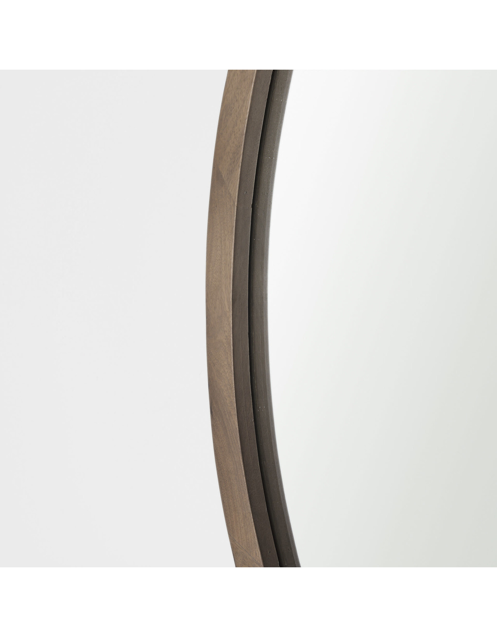 Gambit 46" Round Light Brown Wood Frame Wall Mirror