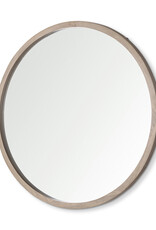 Gambit 46" Round Light Brown Wood Frame Wall Mirror
